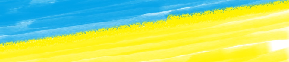 Niebiesko-żółte tło imitujące flagę Ukrainy.